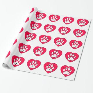 Dalmatian Paw Print In Red Heart