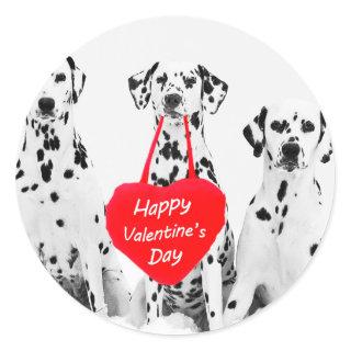Dalmatians Dog Heart Happy Valentine's Day Classic Round Sticker