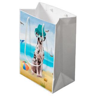 Dalmation Dog on Beach Medium Gift Bag