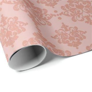 Damask Metallic Royal Floral Pink Rose Gold Blush