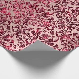 Damask Royal Burgundy Red Maroon Pink Rose