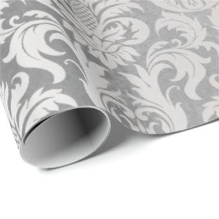 Damask Silver Gray Royal Metallic Elegant Wedding