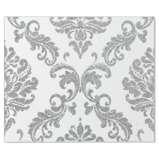 Damask Silver Gray Royal Metallic White Glitter