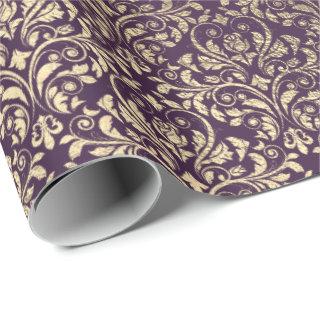 Damask Violet Purple Grape Plum Gold Metal Bride