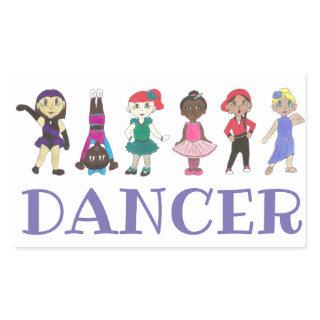 DANCE Ballet Tap Jazz Acro Hip Hop Lyrical Dancers Rectangular Sticker