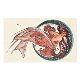Dance by Alfons Mucha 1898 Rectangular Sticker