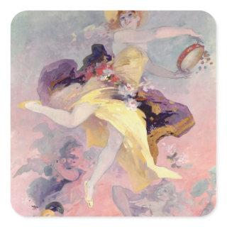 Dancer with a Basque Tambourine Square Sticker