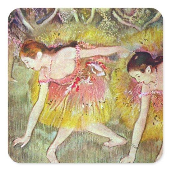 Dancers Bending Down by Edgar Degas, Ballet Art Square Sticker