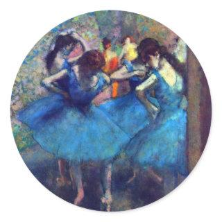 Dancers in Blue by Edgar Degas, Vintage Ballet Art Classic Round Sticker