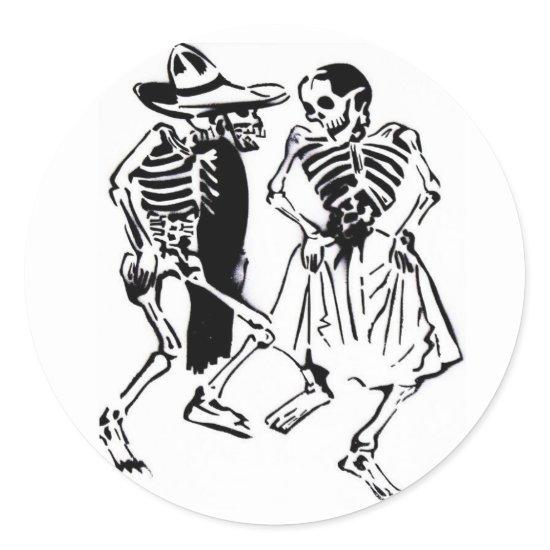 Dancing Calaveras Classic Round Sticker