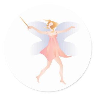 Dancing Fairy with Magic Wand Classic Round Sticker