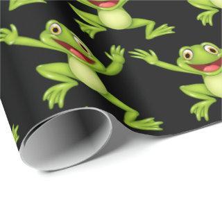 Dancing Green Frog On Black