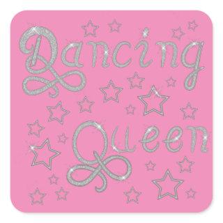 Dancing Queen Silver Letters - Change Background - Square Sticker