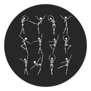 Dancing Skeletons Spooky Ballet Dancers Yoga Classic Round Sticker