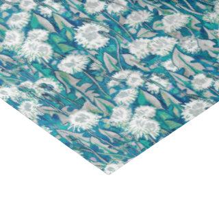 Dandelion Bloom Summer Flowers Floral Pattern Teal Tissue Paper