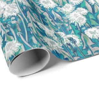 Dandelion Bloom Summer Flowers Floral Pattern Teal