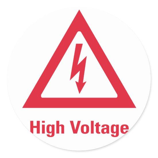 Danger High Voltage Symbol Classic Round Sticker