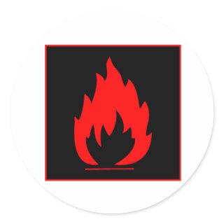 Danger Highly Flammable Warning Sign Chemical Burn Classic Round Sticker