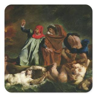 Dante  and Virgil  in the Underworld, 1822 Square Sticker
