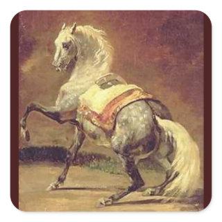 DAPPLED GREY HORSE , Yellow Brown Square Sticker