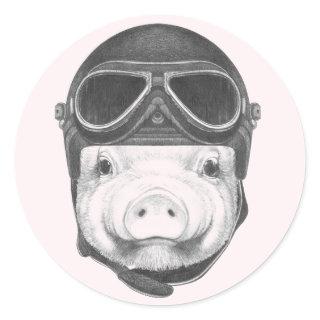 Daredevil Pig Classic Round Sticker