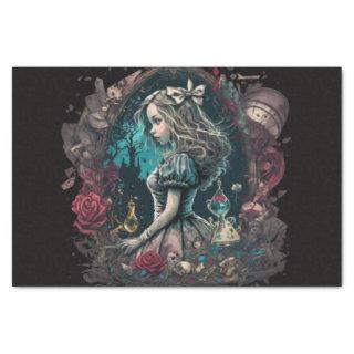 Dark Alice In wonderland 3 decoupage collage Tissue Paper