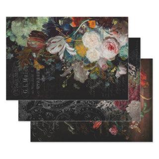 Dark Antique Floral Still Life Decoupage  Sheets