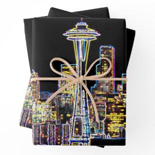 Dark be the Night - Luminous Seattle Skyline  Sheets
