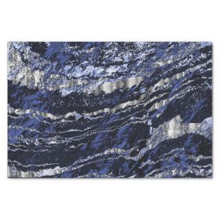 Dark Blue and Silver Marble Design Tissue Paper