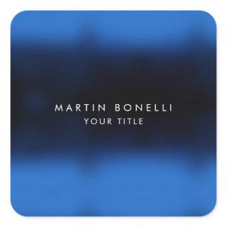 Dark Blue Black Modern Minimalist Plain Square Sticker