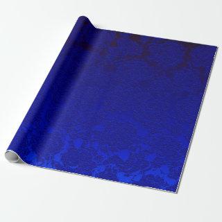 Dark Blue Floral Succulent Pattern Metallic
