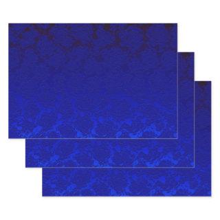 Dark Blue Floral Succulent Pattern Metallic  Sheets