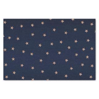 Dark Blue & Rose Gold Pink Glittery Stars Starry Tissue Paper