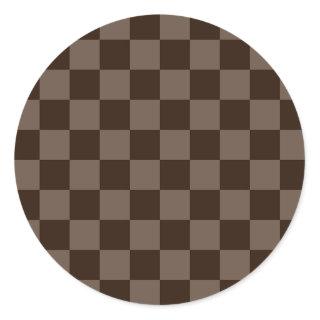 Dark Brown and Quincy Checkerboard Classic Round Sticker