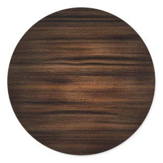 Dark Brown Wood Texture Pattern Classic Round Sticker