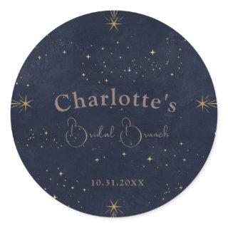 Dark Celestial Sun and Moon Bridal Brunch Shower Classic Round Sticker