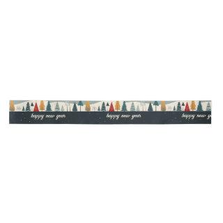Dark Christmas Tree Pattern Satin Ribbon