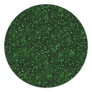 Dark Emerald Spring Green Glitter Classic Round Sticker