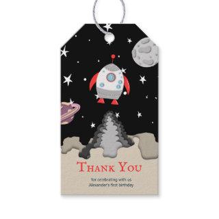 Dark Galaxy Space Craft Taking Off Thank You  Gift Tags
