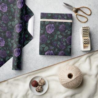 Dark Gothic Floral Pattern with Deep Purple Roses