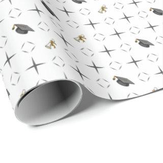 Dark Gray Graduation Caps and Diploma Pattern