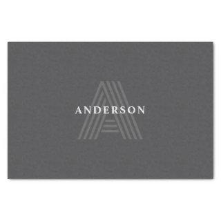 Dark Gray Retro Modern Monogrammed Name Tissue Paper