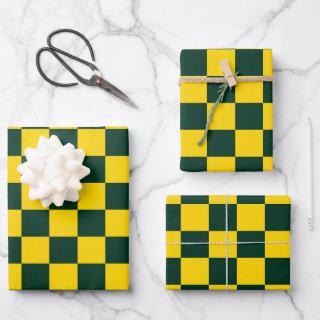 Dark Green and Gold Checkerboard  Sheets
