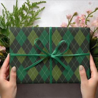 Dark Green Irish Argyle Diamond Pattern