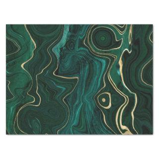 Dark Green Malachite and Gold Foil Strata Veining Tissue Paper