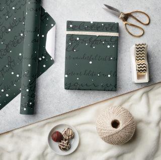 Dark Green Minimalist Custom Script Text Snowfall