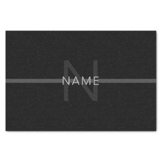 Dark Grey Monogram, Name & Geometric Stripe Tissue Paper