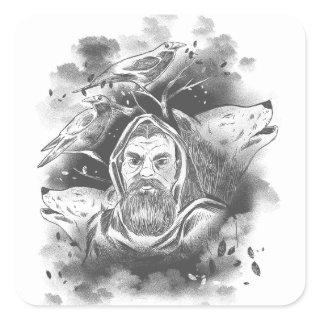 Dark Hooded Figure in Ink Blot Shadows  Square Sticker