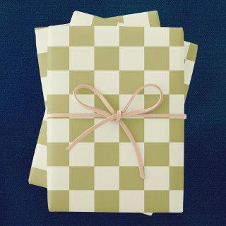 Dark Khaki and Beige Checkerboard  Sheets