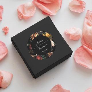 Dark Moody Romantic Floral Dutch Painterly Wedding Classic Round Sticker
